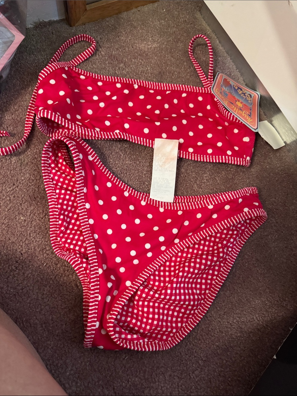 MYSTIC BAY REVERSIBLE women Red Polka Dot Two-Piece Swim Bikini
